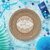 バーラップレースウッド素朴ズ結婚ブライダルシャワー ペーパープレート (パーティー)