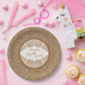 バーラップレースウッド素朴ズ結婚ブライダルシャワー ペーパープレート (パーティー)