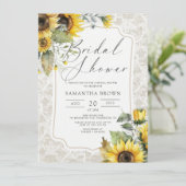 バーラップレースサンフラワーズエレガント秋ブライダルシャワー 招待状 (スタンド正面)