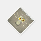 バーラップレースサンフラワーズ&デイジーメイスンジャー素朴 スタンダードカクテルナプキン (角)