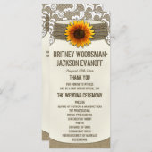 バーラップレースサンフラワーメイソンジャー結婚式 プログラム (正面/裏面)