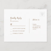 バーラップレースシルバーグリッターラスティックウェディングRSVP インビテーションポストカード (裏面)