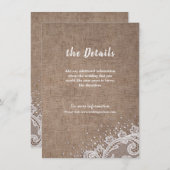 バーラップレースシルバーグリッターラス結婚ト詳細 エンクロージャーカード (正面/裏面)