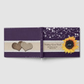 バーラップレースパープルサンフラワー結婚ズゲストブック ゲストブック (全面)