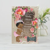 バーラップレースパールエスニックプリンセスベビーシャワー 招待状 (スタンド正面)