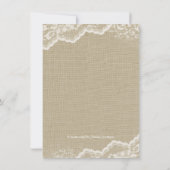 バーラップレースパールプリンセスベビーシャワー素朴 招待状 (裏面)