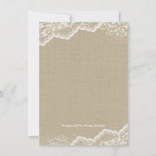 バーラップレースパールプリンセスベビーシャワー素朴 招待状 (裏面)