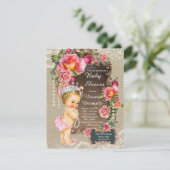 バーラップレースパールプリンセスベビーシャワー 招待状 (スタンド正面)