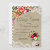 バーラップレースメイスンジャーベビーシャワー招待状 招待状 (裏面)