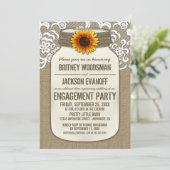 バーラップレースメイスンジャー婚約パーティ招待状 招待状 (スタンド正面)