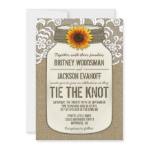 バーラップレースメイスンジャー結婚式招待状