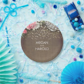 バーラップレース素朴カントリー結婚フローラ ペーパープレート (パーティー)