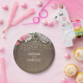 バーラップレース素朴カントリー結婚フローラ ペーパープレート (パーティー)