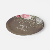 バーラップレース素朴カントリー結婚フローラ ペーパープレート (アングル)