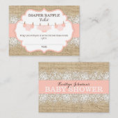 バーラップレース素朴コーラルおむつラッフルチケット エンクロージャーカード (正面/裏面)