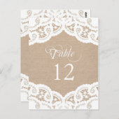 バーラップレース結婚ドリーのテーブル番号テーブルカード ポストカード (正面/裏面)