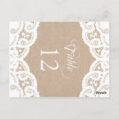 バーラップレース結婚ドリーのテーブル番号テーブルカード ポストカード (裏面)
