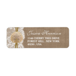 バーラップレース&サンドドルビーチブライダルシャワー ラベル