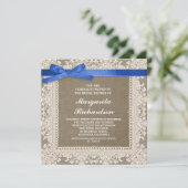 バーラップレース&ブルーリボンブライダルシャワー招待状 招待状 (スタンド正面)