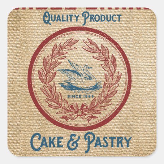 バーラップヴィンテージケーキペストリー粉サック スクエアシール (正面)