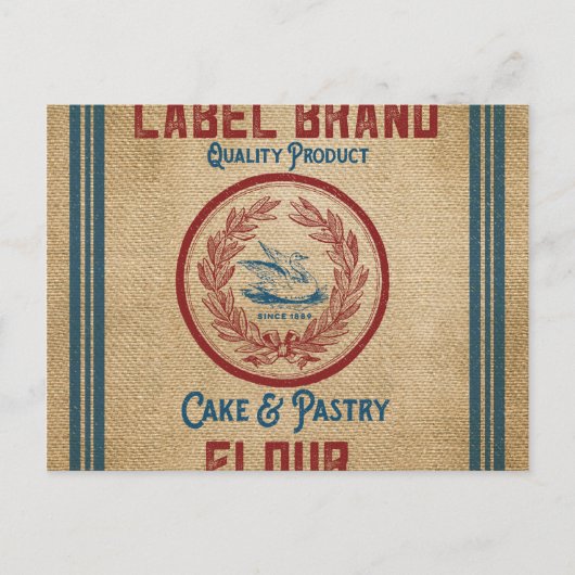 バーラップヴィンテージケーキ練り粉袋 ポストカード (正面)