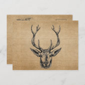 バーラップヴィンテージディアヘッド狩り ポストカード (正面/裏面)