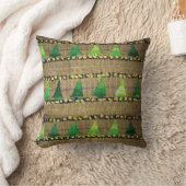 バーラップ及びヤーンは木のプリントを刺繍しました クッション (ブランケット)