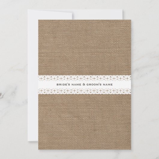 バーラップ及びレースの刺激を受けたな花の結婚式招待状 招待状 (裏面)