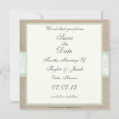 バーラップ及びレースの真新しくカスタマイズ可能な保存日付 セーブザデート (裏面)