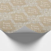 バーラップ及びレースの結婚式のカスタムなギフト用包装紙 ラッピングペーパー (角)