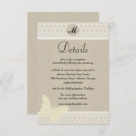 バーラップ及びレースモノグラム結婚の詳細 エンクロージャーカード