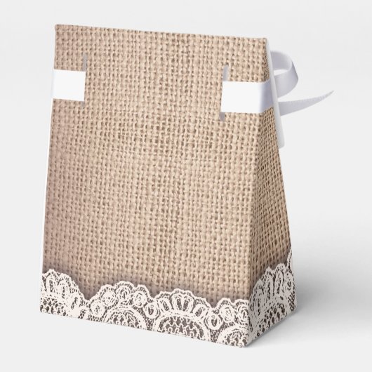 バーラップ及びヴィンテージレース結婚式の引き出物箱 フェイバーボックス (裏面サイド)