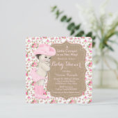 バーラップ女性のカーボーイベビーシャワー 招待状 (スタンド正面)