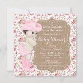 バーラップ女性のカーボーイベビーシャワー 招待状 (正面)