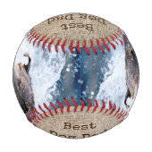 バーラップ最高のドッグパパ2人のフォトファーザーデー 野球ボール (裏面)