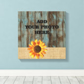 バーラップ納屋の木のヒマワリの国 キャンバスプリント (インサイチュ (ウッドフロア))