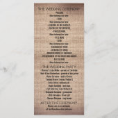 バーラップ素朴とレースのウェディングプログラム プログラム (裏面)