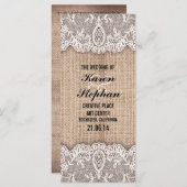 バーラップ素朴とレースのウェディングプログラム プログラム (正面/裏面)