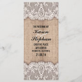 バーラップ素朴とレースのウェディングプログラム プログラム (正面)