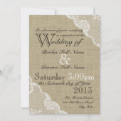 バーラップ素朴とレースの国の結婚式 招待状 (正面)