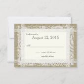 バーラップ素朴とレースの返信 出欠カード (正面)