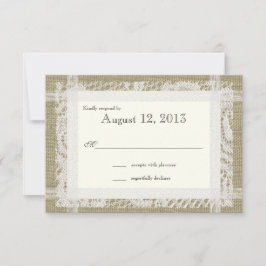 バーラップ素朴とレースの返信 出欠カード