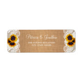 バーラップ素朴とレースひまわり結婚のリターン ラベル (正面)