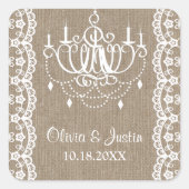 バーラップ素朴とレースシャンデリア結婚ズ スクエアシール (正面)