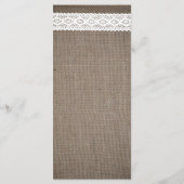 バーラップ素朴とヴィンテージホワイトレースのメ結婚ニュー メニュー (裏面)