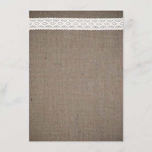 バーラップ素朴とヴィンテージホワイトレースのメ結婚ニュー メニュー (裏面)