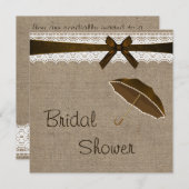 バーラップ素朴とヴィンテージレースブライダルシャワー 招待状 (正面/裏面)