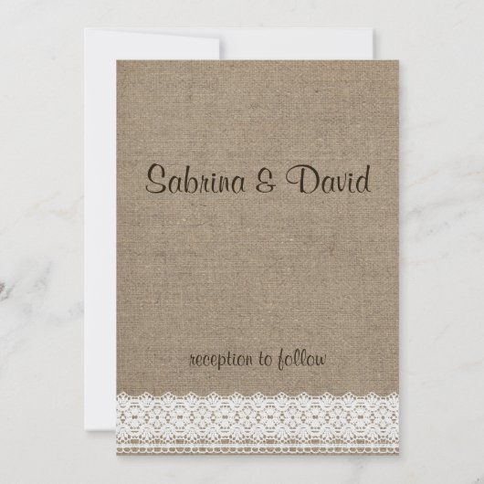 バーラップ素朴とヴィンテージレース結婚式招待状 招待状 (裏面)