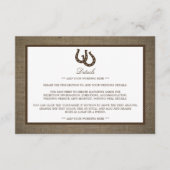 バーラップ素朴の詳細に乗ったカントリーの馬結婚蹄型 エンクロージャーカード (正面)