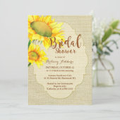 バーラップ素朴ひまわりブライダルシャワー 招待状 (スタンド正面)